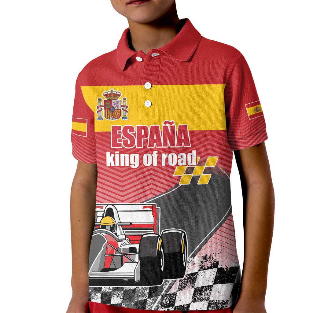 Custom Spain Formula One Kid Polo Shirt Motorsport with Flag F1 World Championship