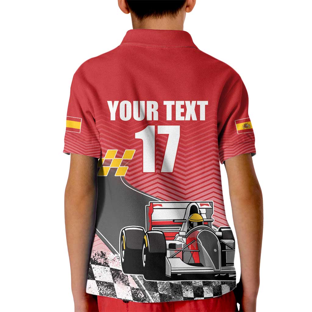 Custom Spain Formula One Kid Polo Shirt Motorsport with Flag F1 World Championship