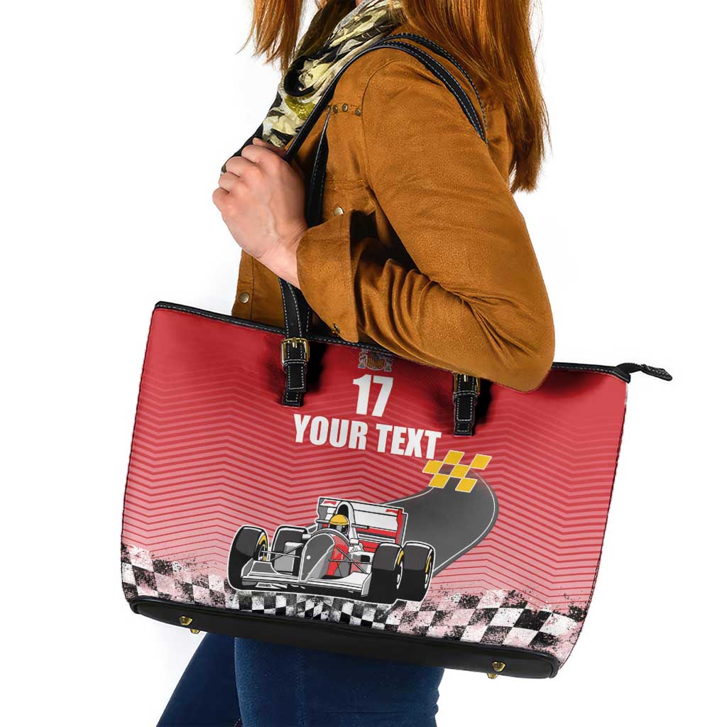 Custom Spain Formula One Leather Tote Bag Motorsport with Flag F1 World Championship