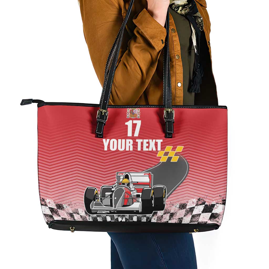 Custom Spain Formula One Leather Tote Bag Motorsport with Flag F1 World Championship