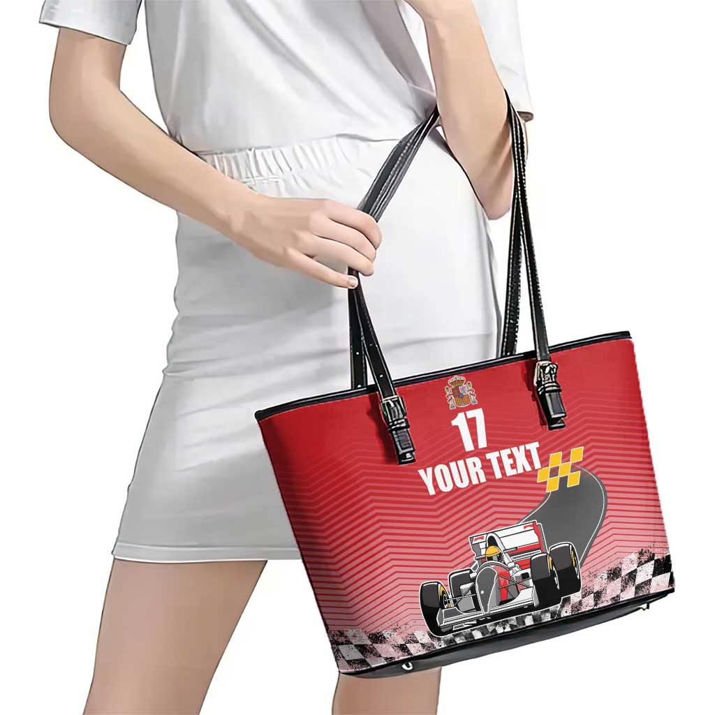 Custom Spain Formula One Leather Tote Bag Motorsport with Flag F1 World Championship