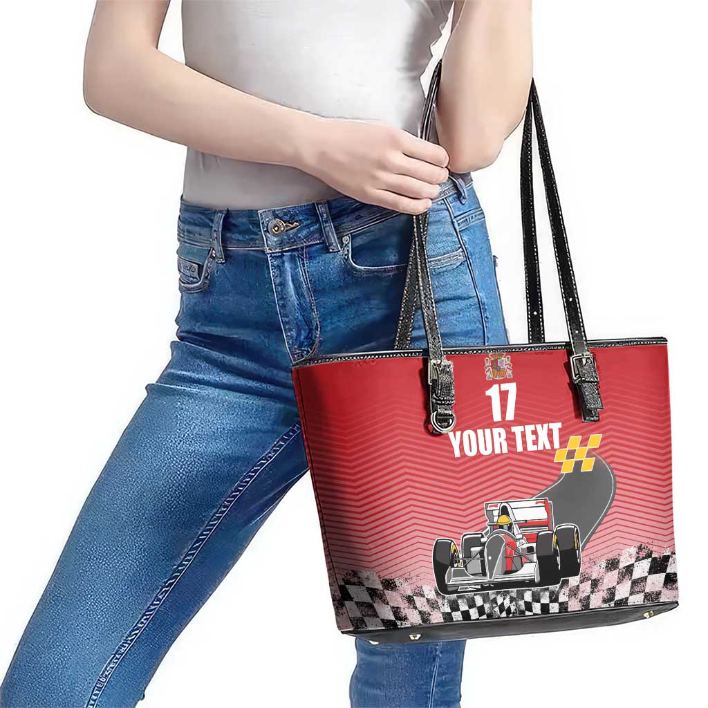 Custom Spain Formula One Leather Tote Bag Motorsport with Flag F1 World Championship