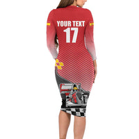Custom Spain Formula One Long Sleeve Bodycon Dress Motorsport with Flag F1 World Championship