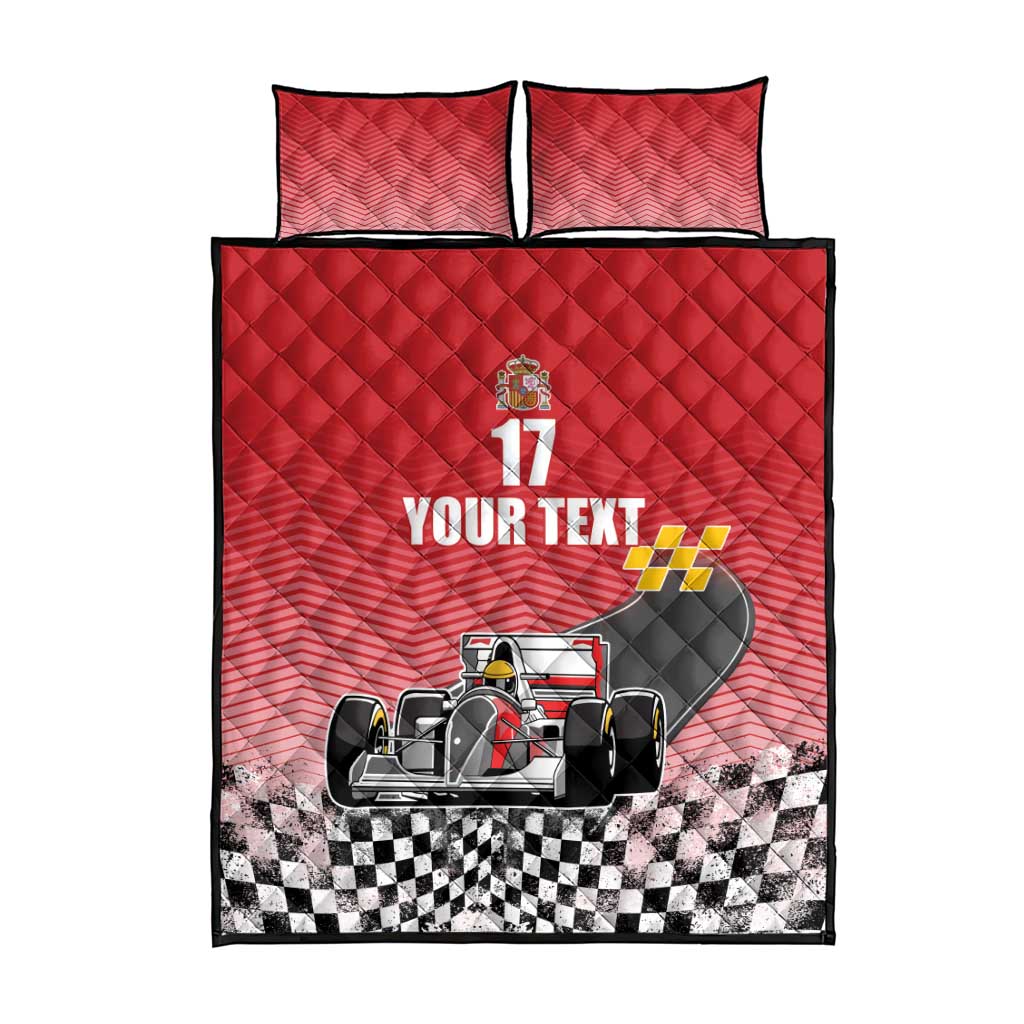 Custom Spain Formula One Quilt Bed Set Motorsport with Flag F1 World Championship