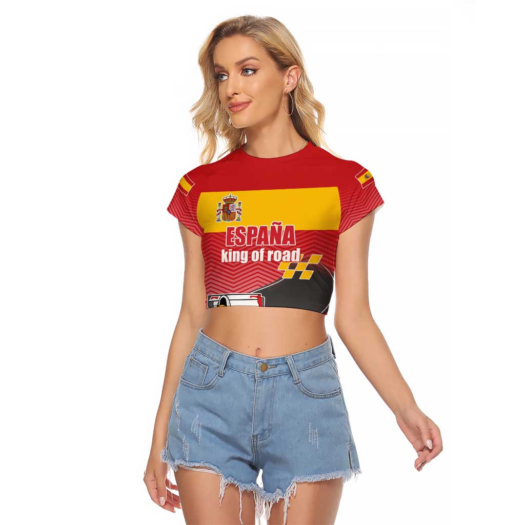 Custom Spain Formula One Raglan Cropped T Shirt Motorsport with Flag F1 World Championship
