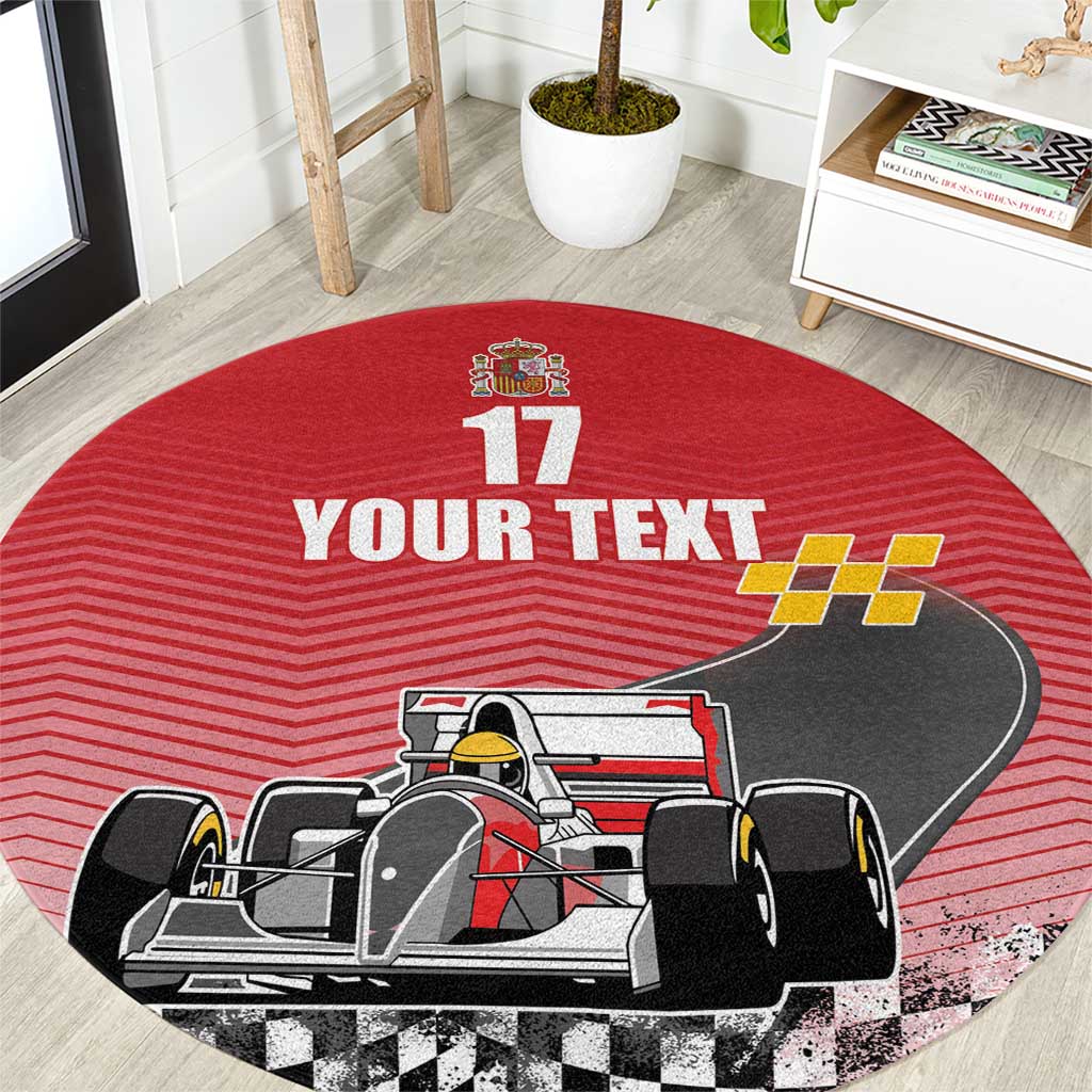 Custom Spain Formula One Round Carpet Motorsport with Flag F1 World Championship