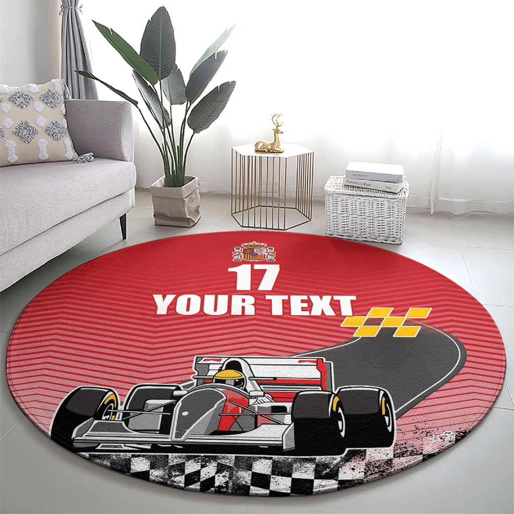 Custom Spain Formula One Round Carpet Motorsport with Flag F1 World Championship