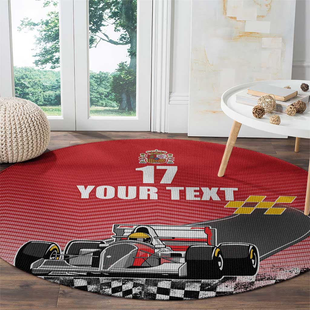 Custom Spain Formula One Round Carpet Motorsport with Flag F1 World Championship