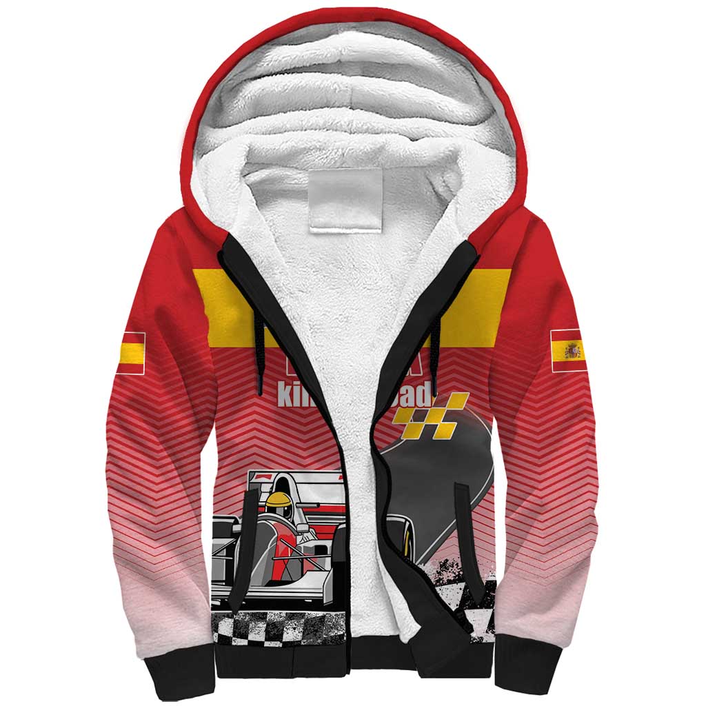 Custom Spain Formula One Sherpa Hoodie Motorsport with Flag F1 World Championship