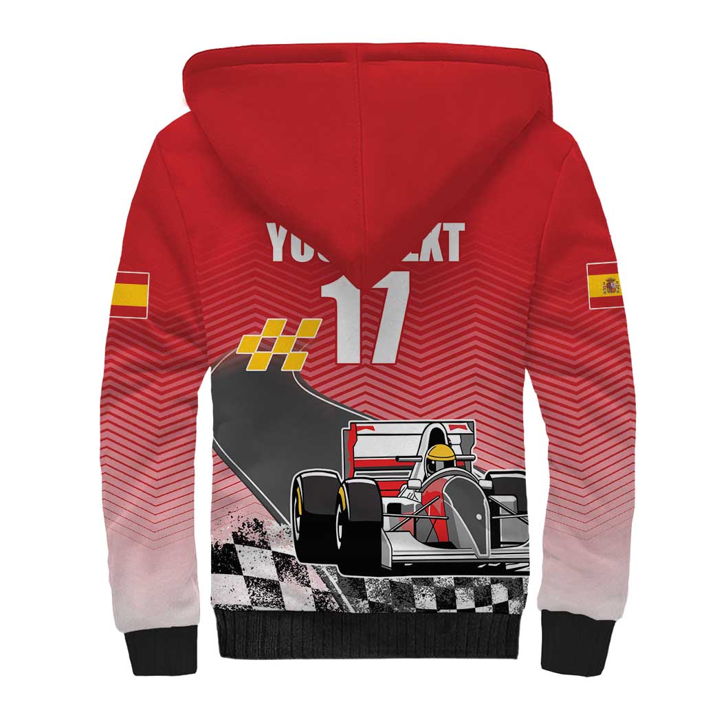 Custom Spain Formula One Sherpa Hoodie Motorsport with Flag F1 World Championship