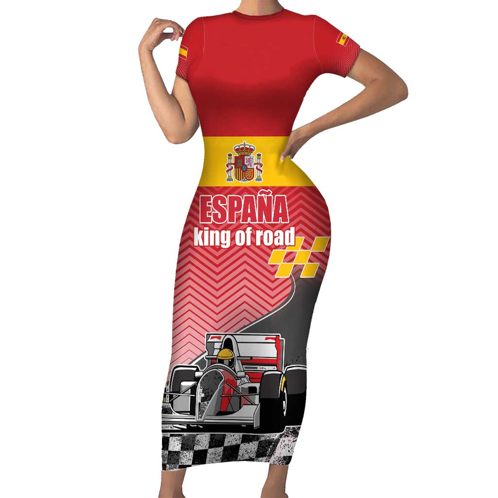 Custom Spain Formula One Short Sleeve Bodycon Dress Motorsport with Flag F1 World Championship