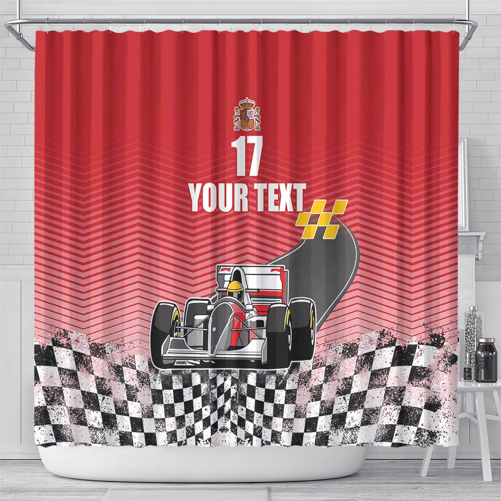 Custom Spain Formula One Shower Curtain Motorsport with Flag F1 World Championship