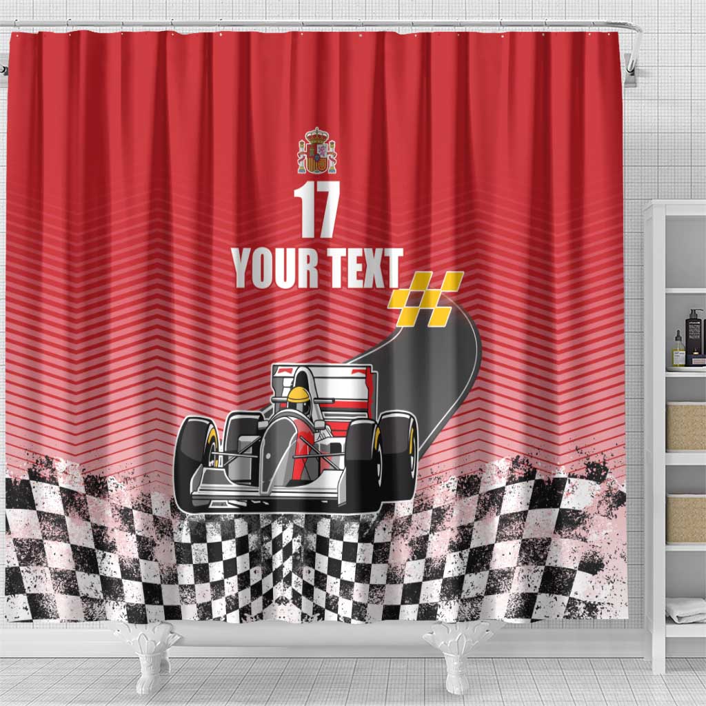 Custom Spain Formula One Shower Curtain Motorsport with Flag F1 World Championship
