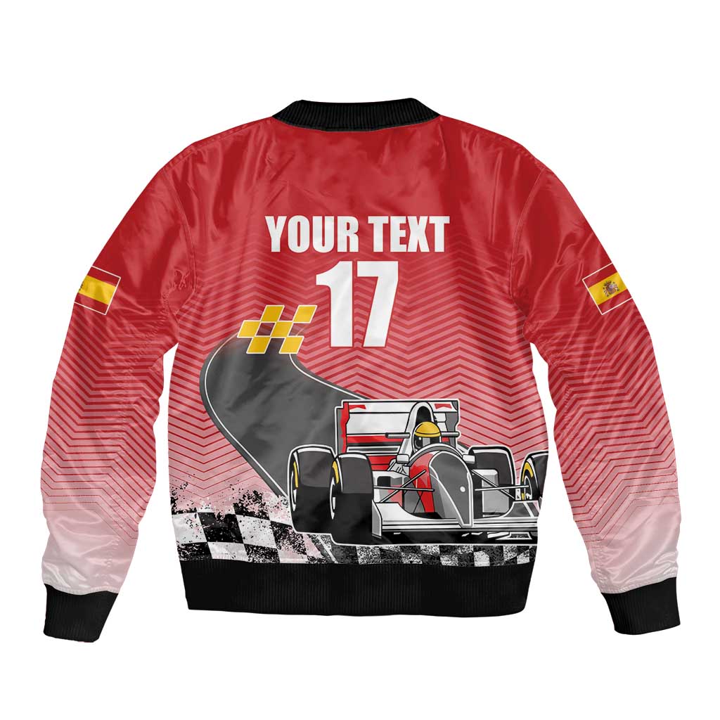 Custom Spain Formula One Sleeve Zip Bomber Jacket Motorsport with Flag F1 World Championship