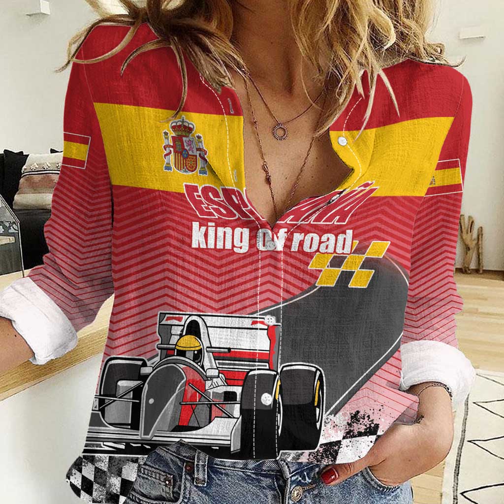 Custom Spain Formula One Women Casual Shirt Motorsport with Flag F1 World Championship