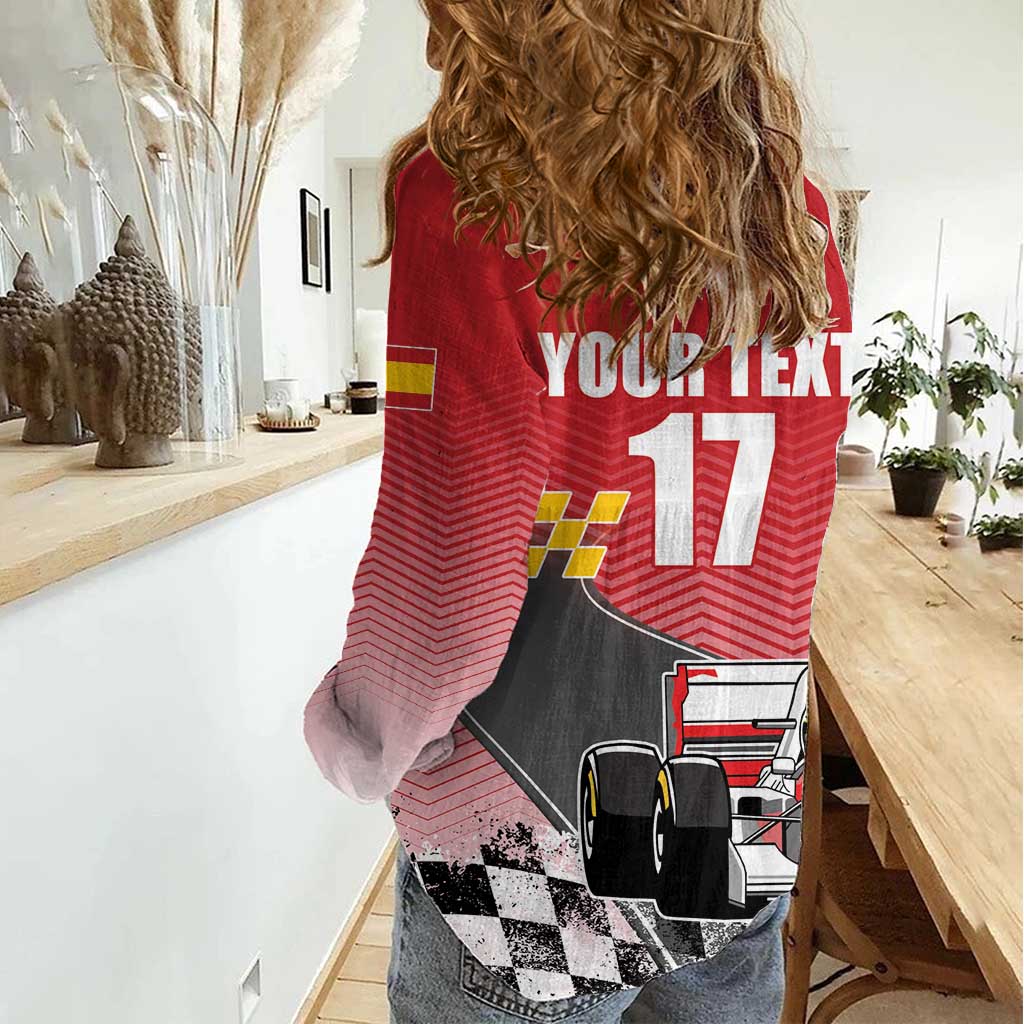 Custom Spain Formula One Women Casual Shirt Motorsport with Flag F1 World Championship