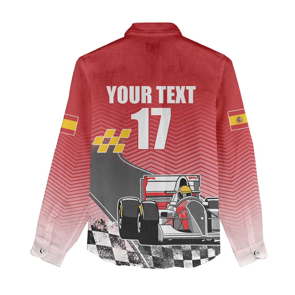 Custom Spain Formula One Women Casual Shirt Motorsport with Flag F1 World Championship