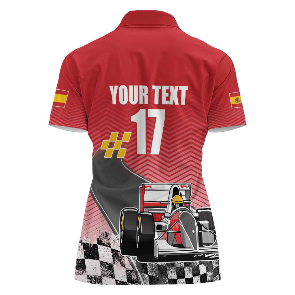 Custom Spain Formula One Women Polo Shirt Motorsport with Flag F1 World Championship