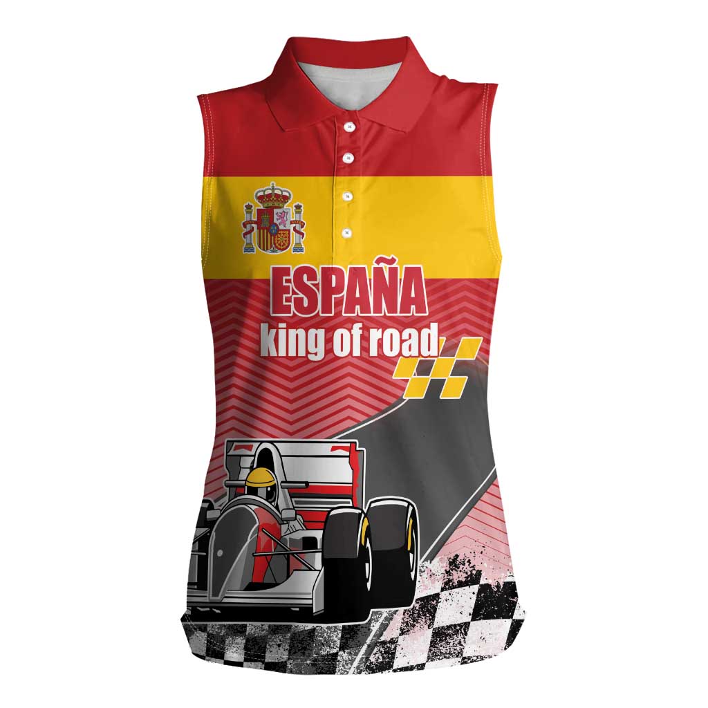 Custom Spain Formula One Women Sleeveless Polo Shirt Motorsport with Flag F1 World Championship