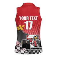 Custom Spain Formula One Women Sleeveless Polo Shirt Motorsport with Flag F1 World Championship
