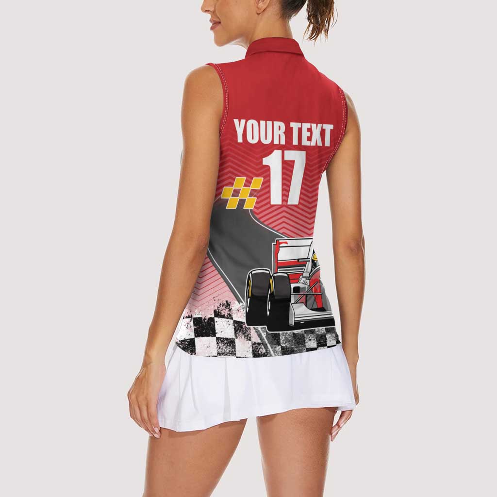 Custom Spain Formula One Women Sleeveless Polo Shirt Motorsport with Flag F1 World Championship