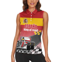 Custom Spain Formula One Women Sleeveless Polo Shirt Motorsport with Flag F1 World Championship