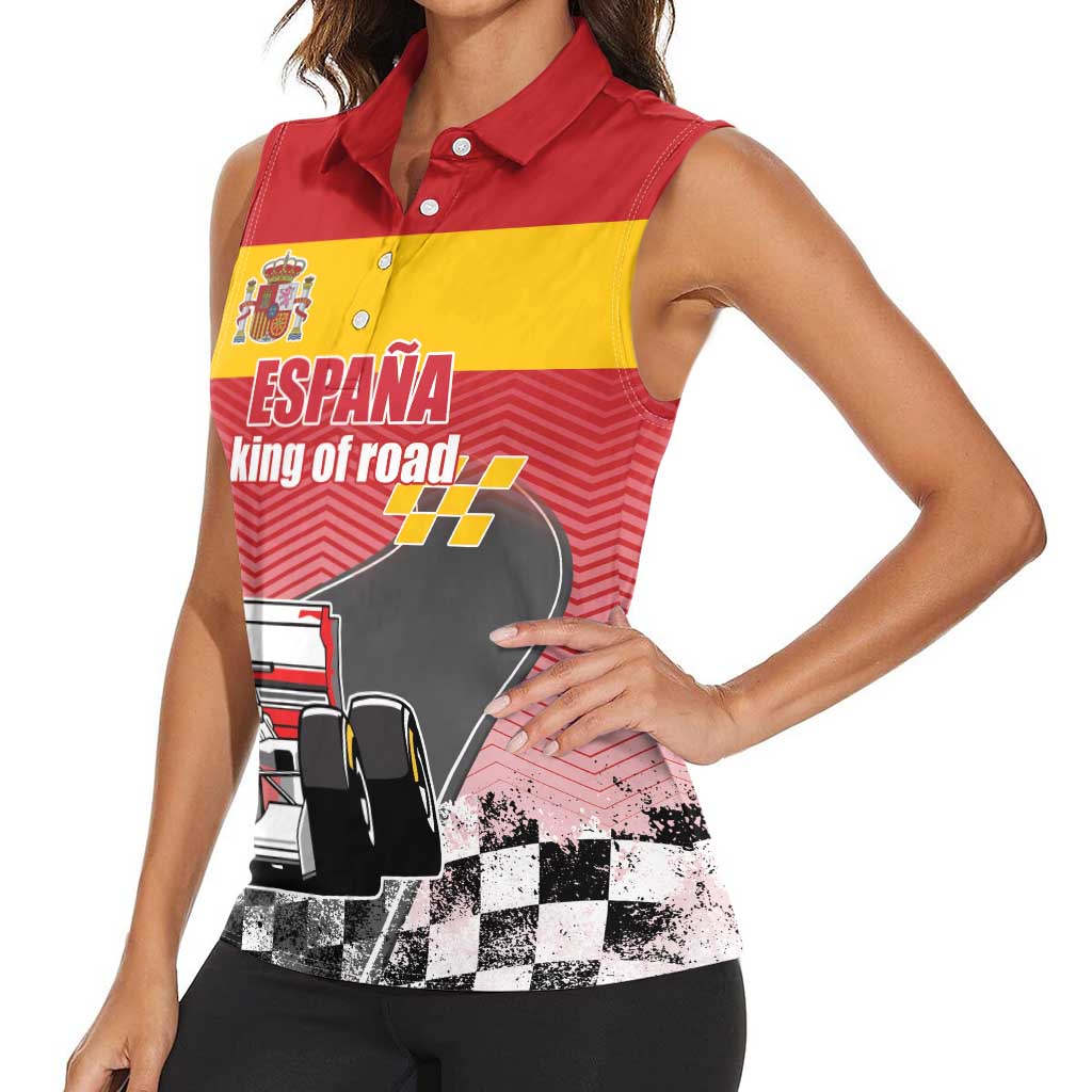 Custom Spain Formula One Women Sleeveless Polo Shirt Motorsport with Flag F1 World Championship