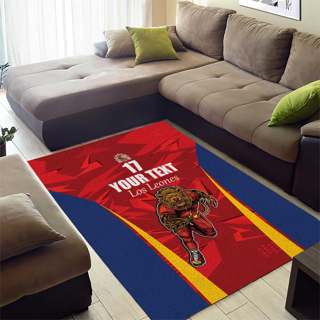 Custom Espana Rugby Spain Area Rug Lion Mascot Come on Los Leones Red Style