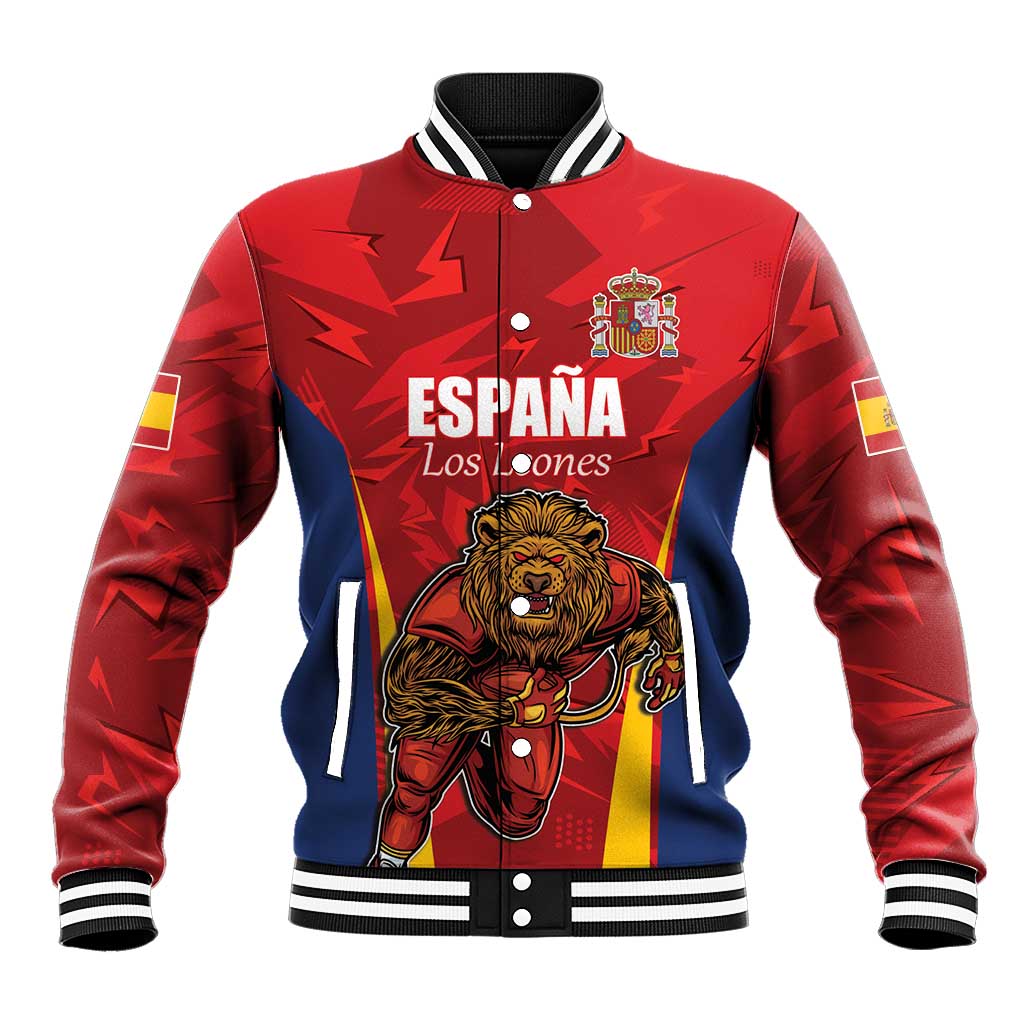 Custom Espana Rugby Spain Baseball Jacket Lion Mascot Come on Los Leones Red Style