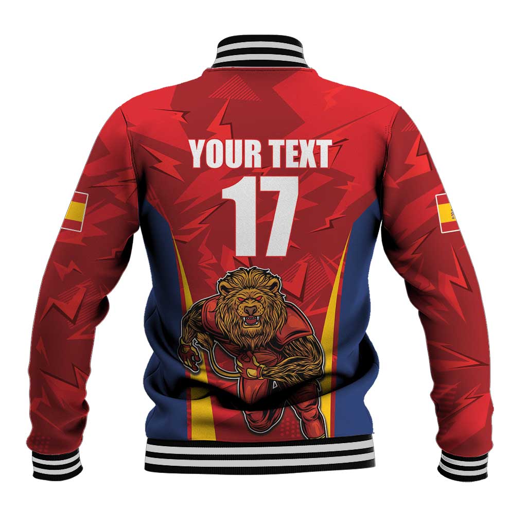Custom Espana Rugby Spain Baseball Jacket Lion Mascot Come on Los Leones Red Style