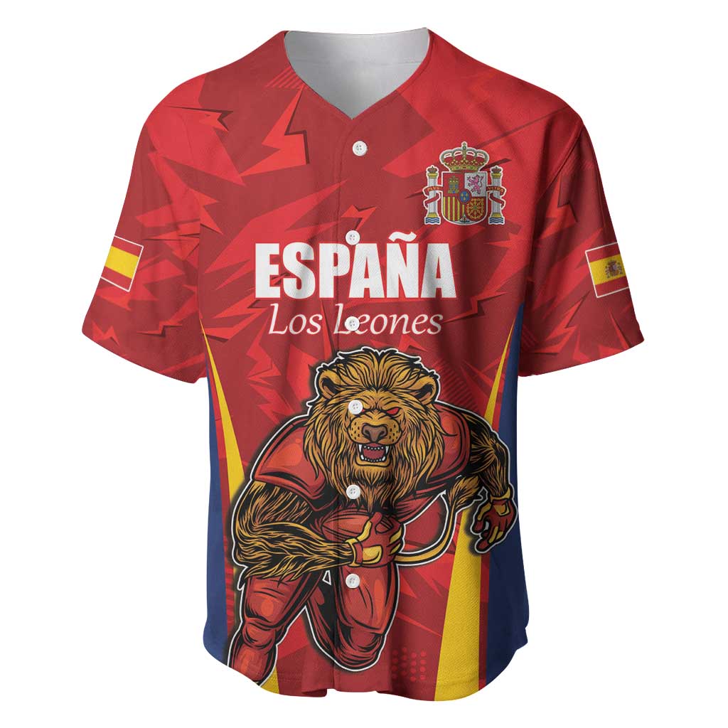 Custom Espana Rugby Spain Baseball Jersey Lion Mascot Come on Los Leones Red Style