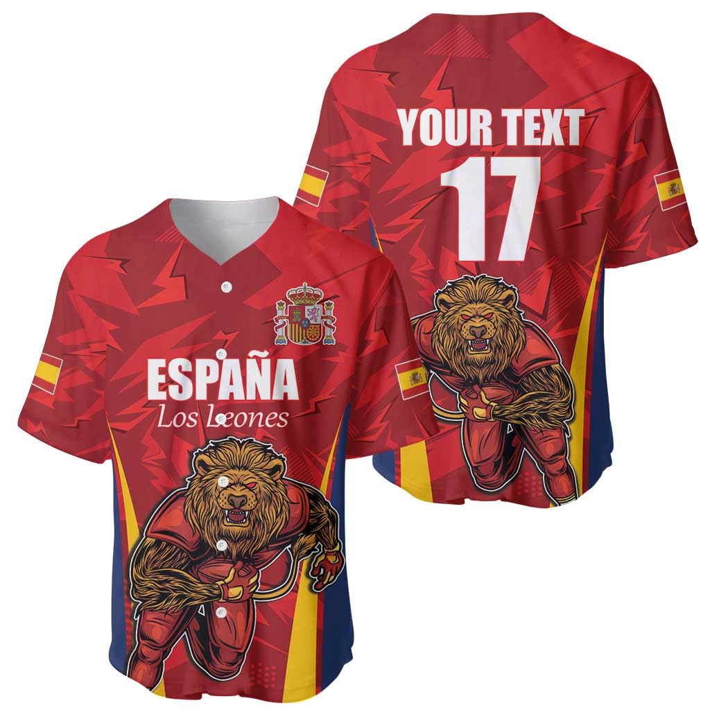Custom Espana Rugby Spain Baseball Jersey Lion Mascot Come on Los Leones Red Style