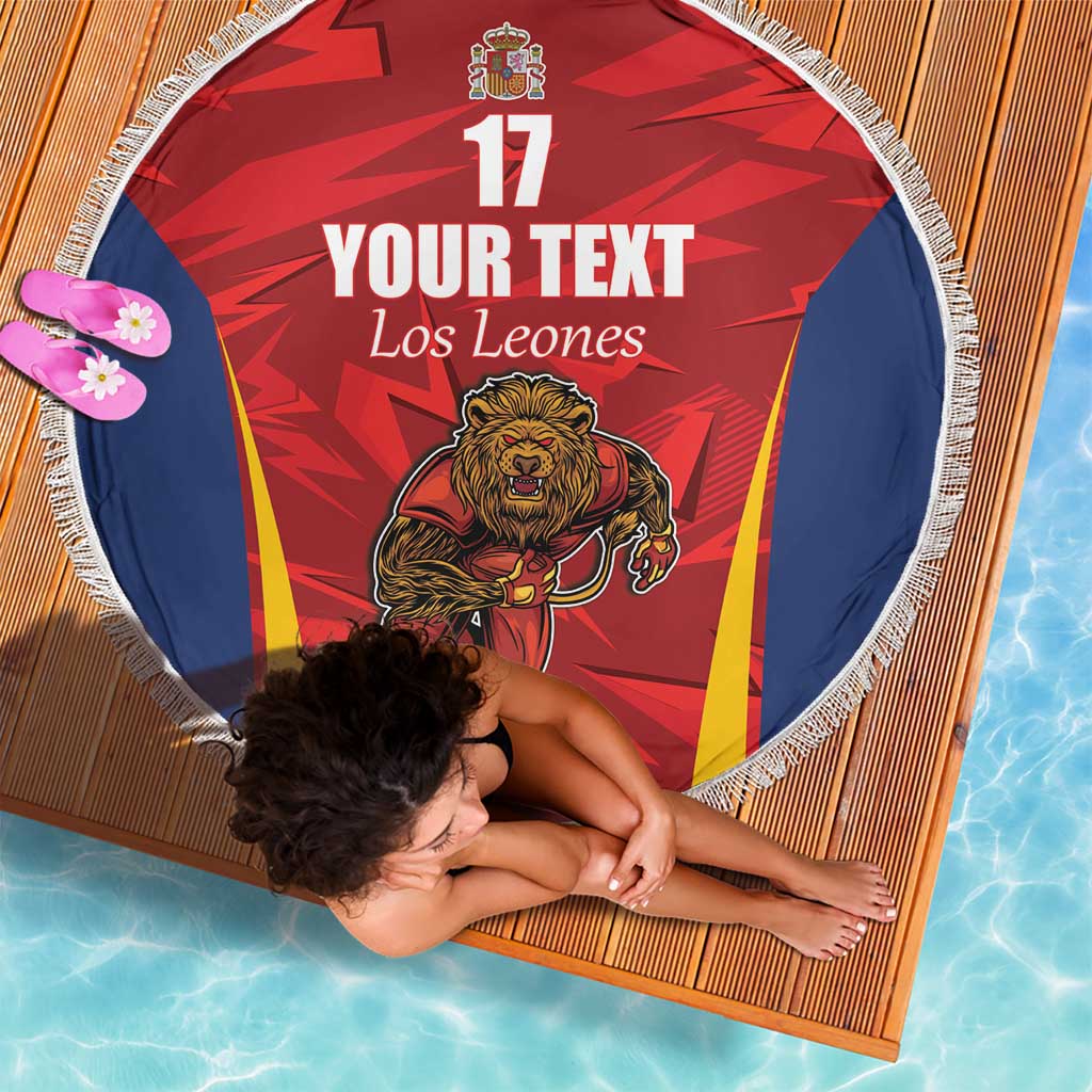Custom Espana Rugby Spain Beach Blanket Lion Mascot Come on Los Leones Red Style