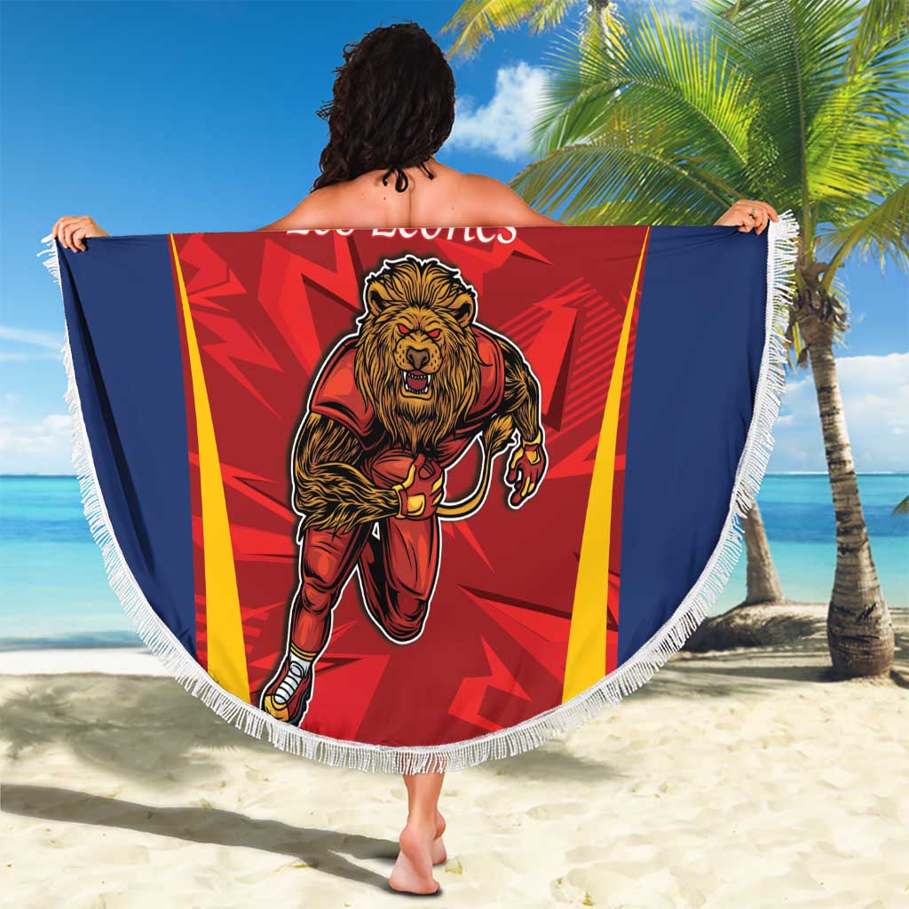Custom Espana Rugby Spain Beach Blanket Lion Mascot Come on Los Leones Red Style