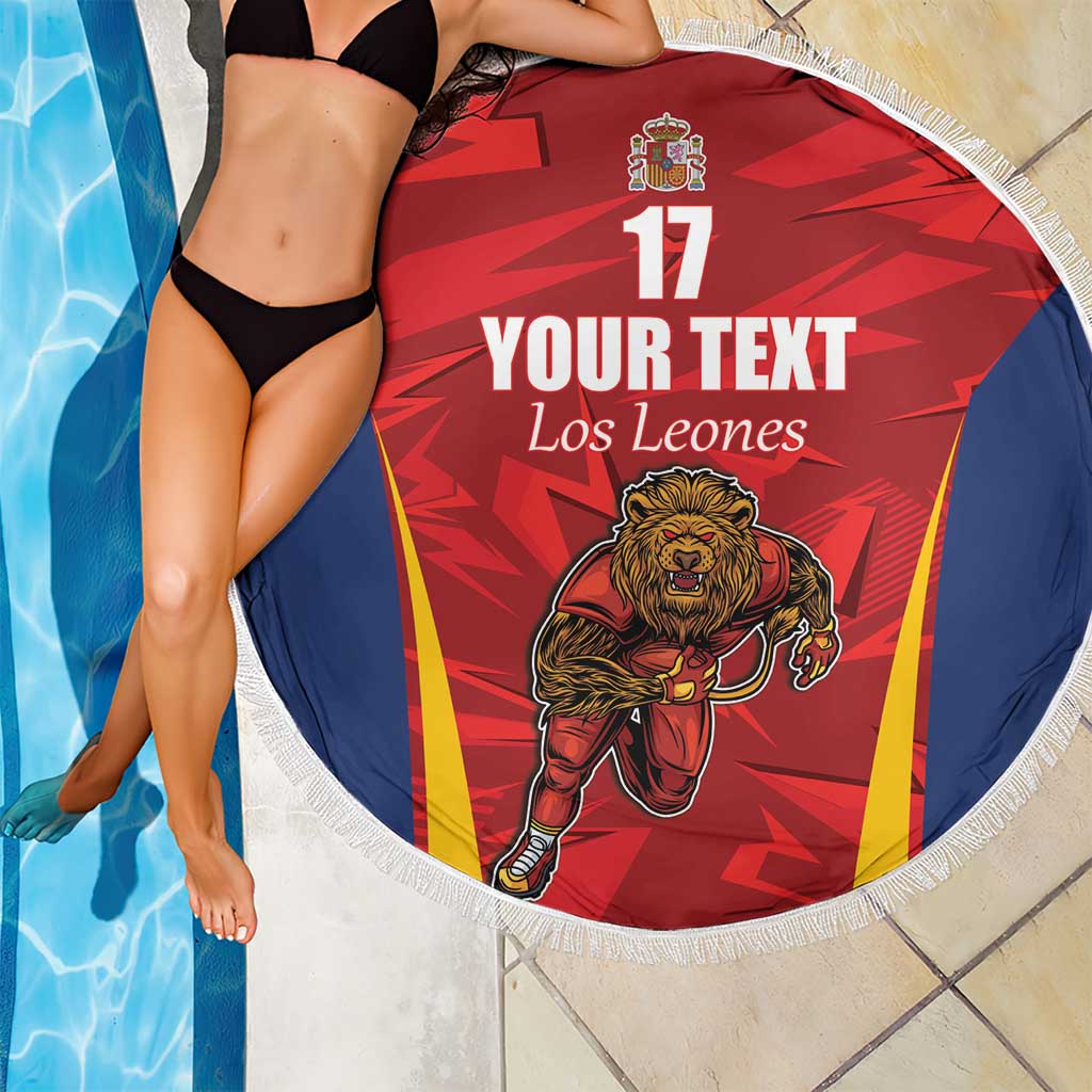 Custom Espana Rugby Spain Beach Blanket Lion Mascot Come on Los Leones Red Style