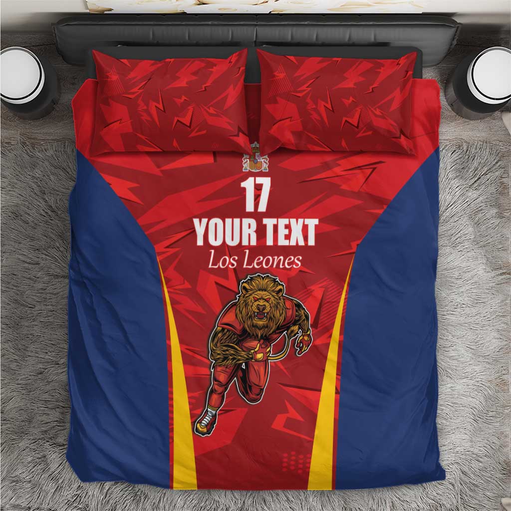 Custom Espana Rugby Spain Bedding Set Lion Mascot Come on Los Leones Red Style