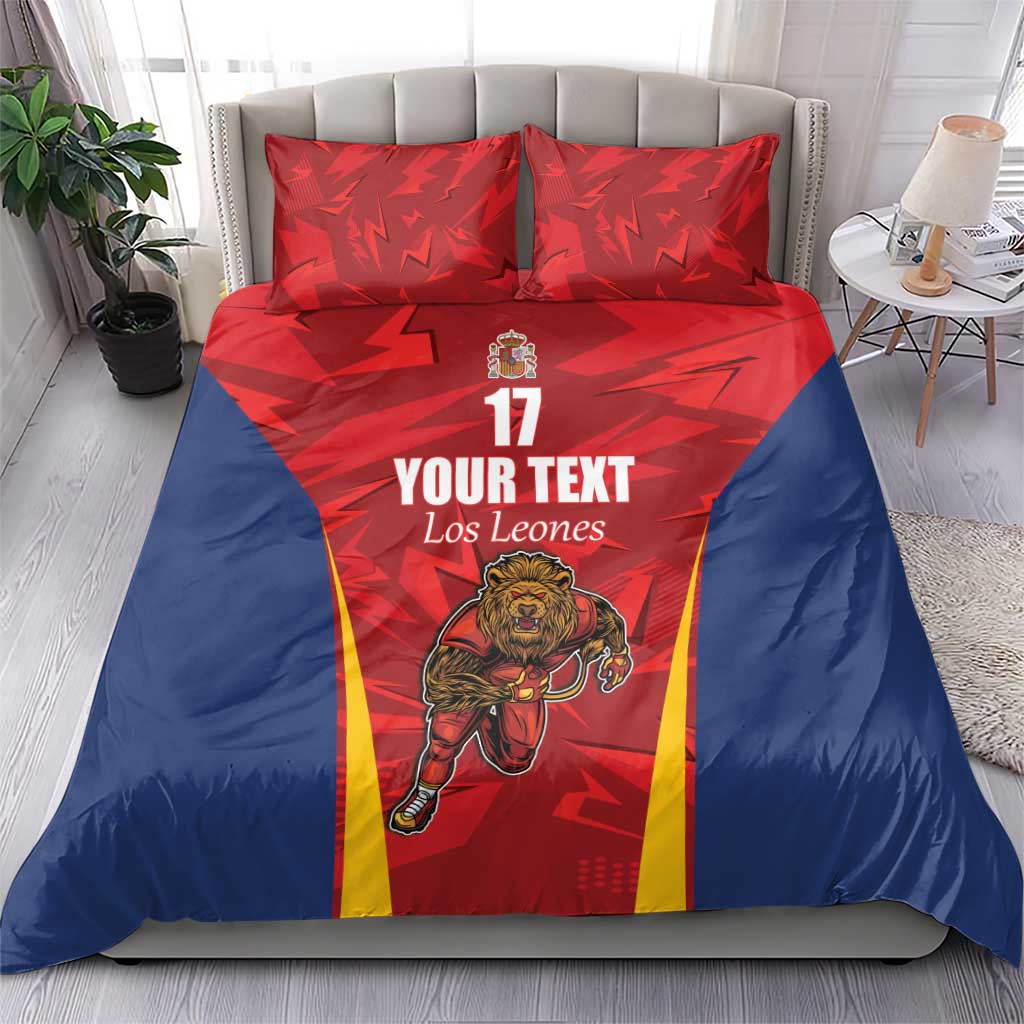 Custom Espana Rugby Spain Bedding Set Lion Mascot Come on Los Leones Red Style