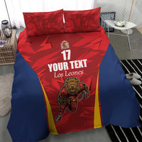 Custom Espana Rugby Spain Bedding Set Lion Mascot Come on Los Leones Red Style