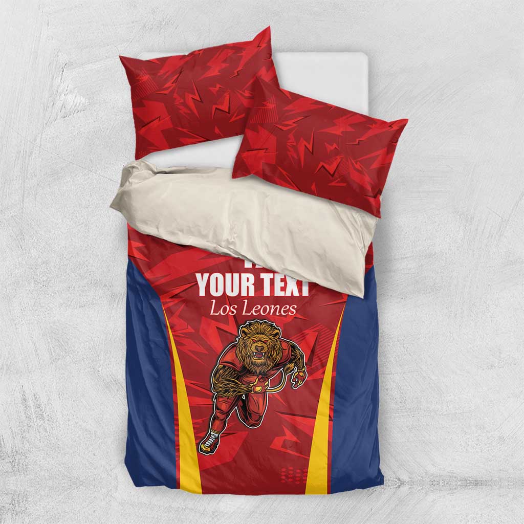 Custom Espana Rugby Spain Bedding Set Lion Mascot Come on Los Leones Red Style