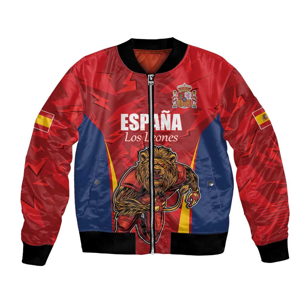Custom Espana Rugby Spain Bomber Jacket Lion Mascot Come on Los Leones Red Style