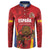 Custom Espana Rugby Spain Button Sweatshirt Lion Mascot Come on Los Leones Red Style