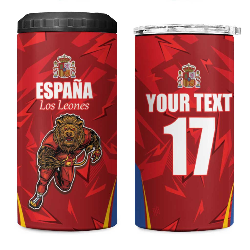 Custom Espana Rugby Spain 4 in 1 Can Cooler Tumbler Lion Mascot Come on Los Leones Red Style