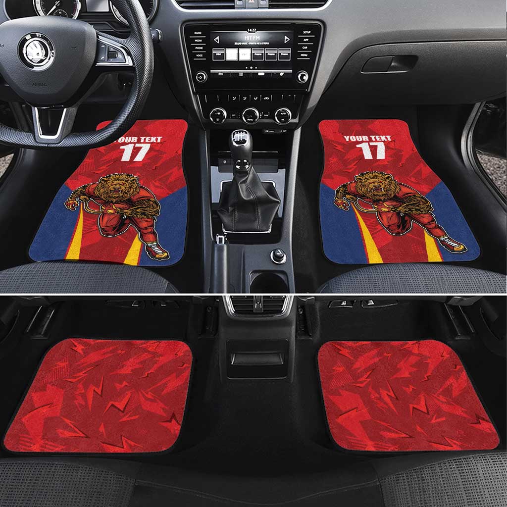 Custom Espana Rugby Spain Car Mats Lion Mascot Come on Los Leones Red Style