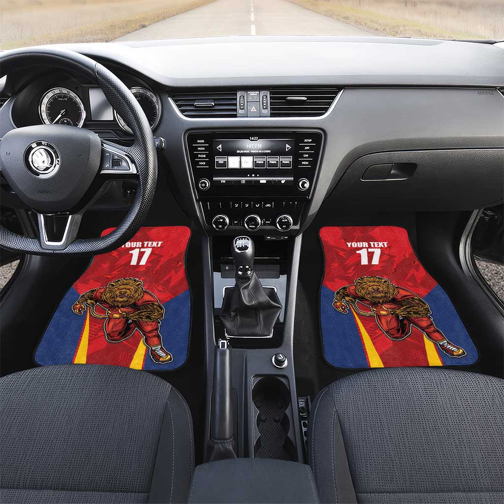 Custom Espana Rugby Spain Car Mats Lion Mascot Come on Los Leones Red Style