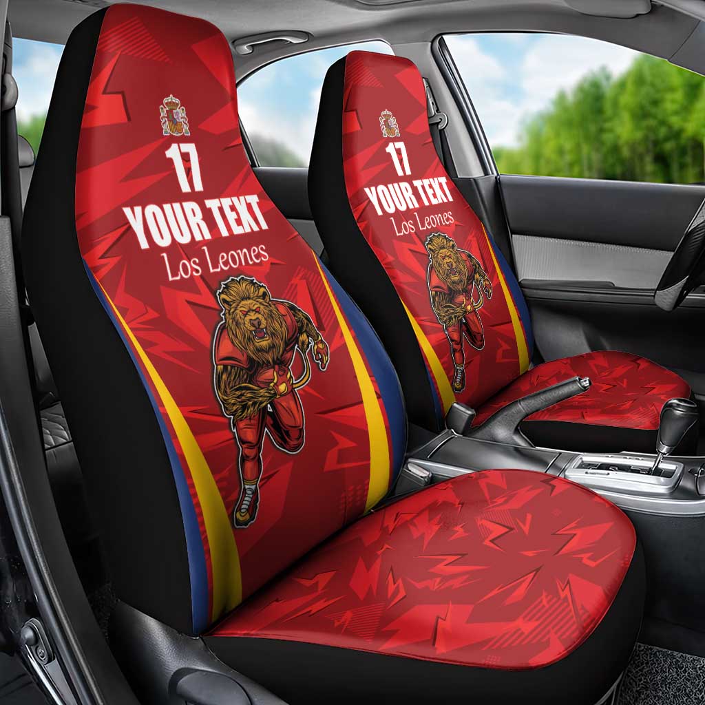 Custom Espana Rugby Spain Car Seat Cover Lion Mascot Come on Los Leones Red Style
