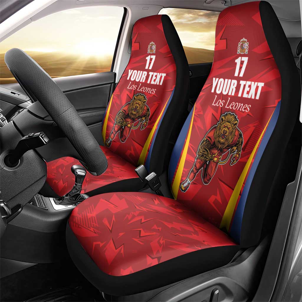 Custom Espana Rugby Spain Car Seat Cover Lion Mascot Come on Los Leones Red Style