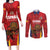 Custom Espana Rugby Spain Couples Matching Long Sleeve Bodycon Dress and Long Sleeve Button Shirt Lion Mascot Come on Los Leones Red Style