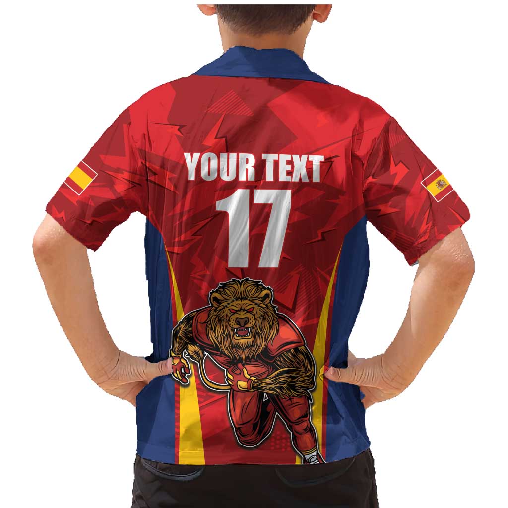 Custom Espana Rugby Spain Family Matching Mermaid Dress and Hawaiian Shirt Lion Mascot Come on Los Leones Red Style