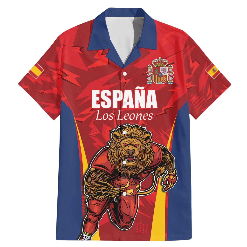 Custom Espana Rugby Spain Family Matching Mermaid Dress and Hawaiian Shirt Lion Mascot Come on Los Leones Red Style