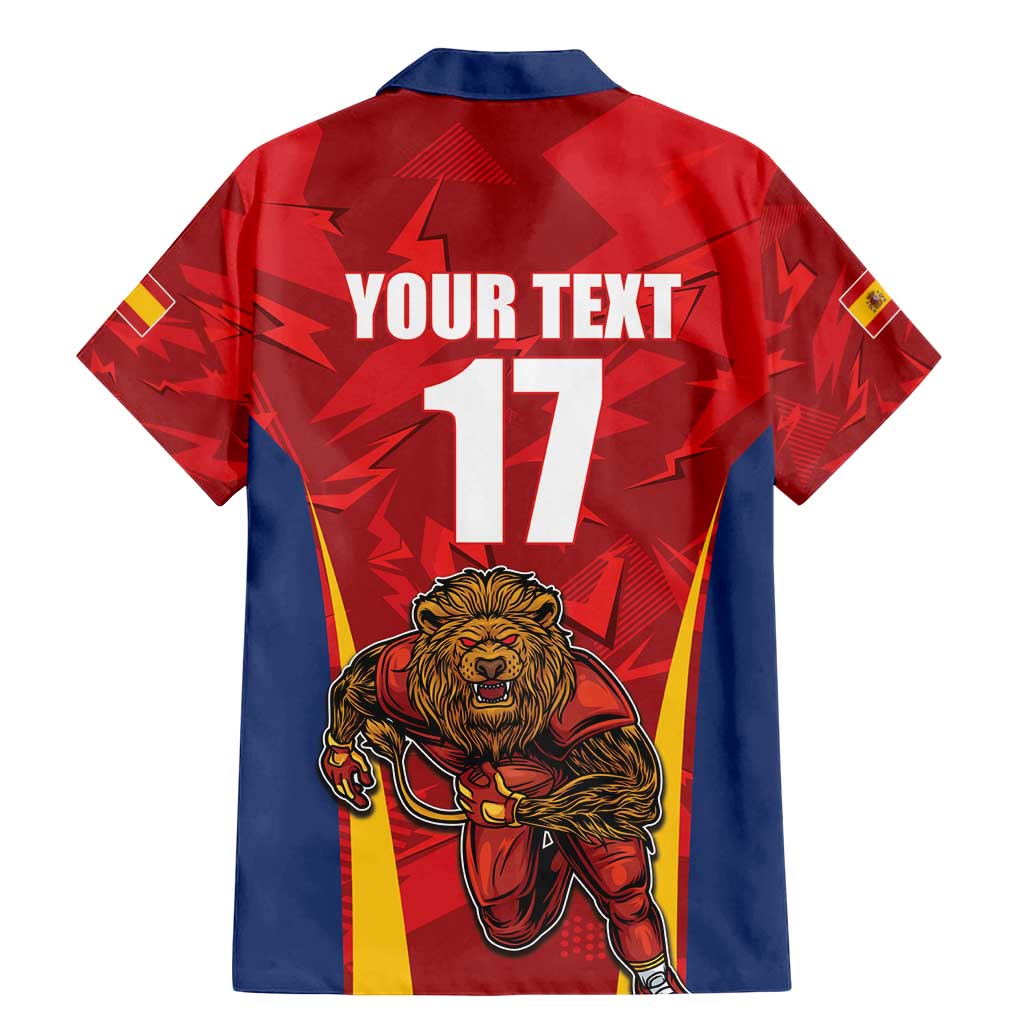 Custom Espana Rugby Spain Family Matching Mermaid Dress and Hawaiian Shirt Lion Mascot Come on Los Leones Red Style